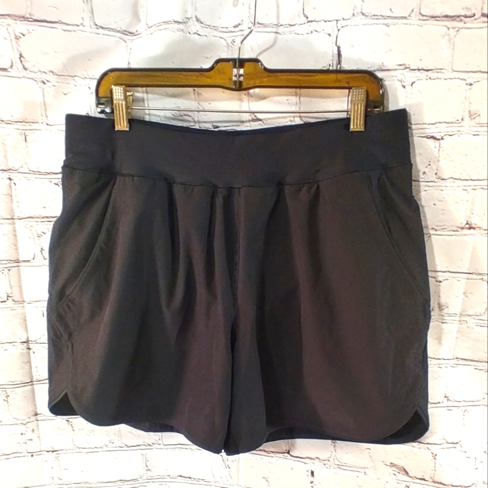 Lands' End Womens Quick Dry Black Swim Shorts with Panty Liner Large